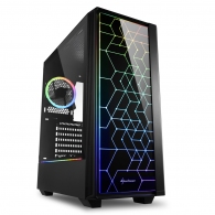 Корпус Sharkoon  RGB LIT 100 / no PSU / Side panel / 1x120mm, Rear 1x120mm A-RGB LED, 2xARGB LED Strip / ATX / Black thumbnav 1