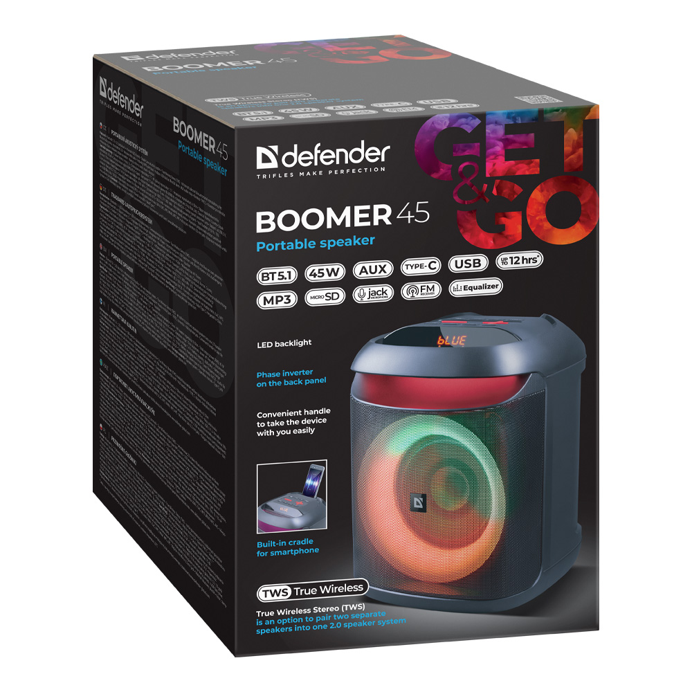 Портативная колонка Defender Boomer 45 (65245) Black photo 5