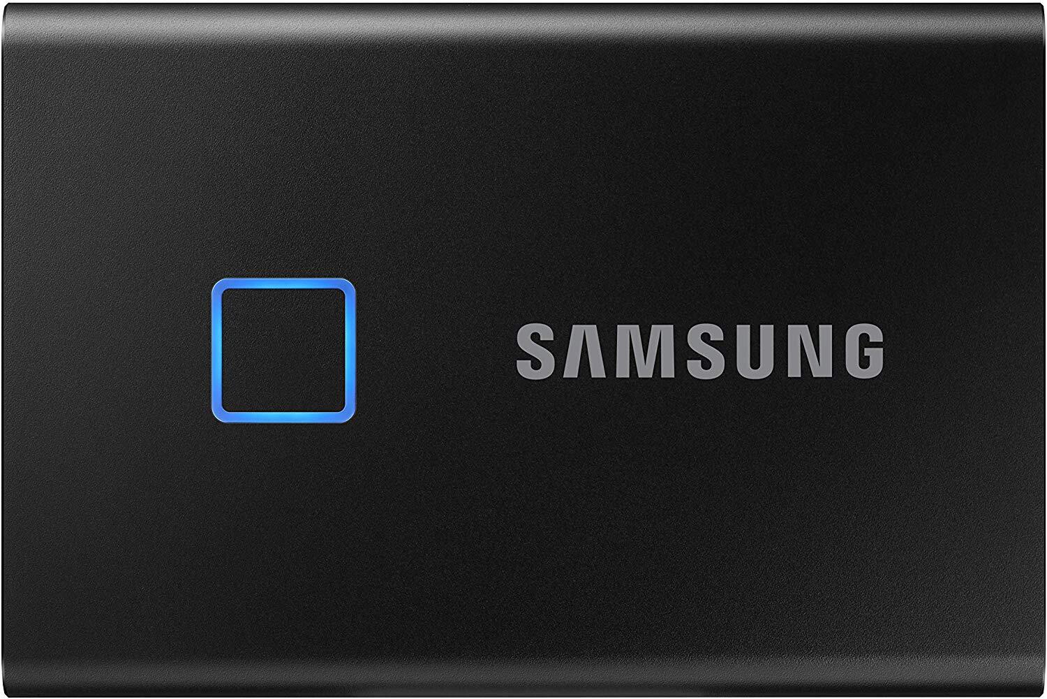 M.2 External SSD 500GB Samsung T7 Touch USB 3.2, Black, USB-C, Fingerprint Security, Includes USB-C to A / USB-C to C cables, Sequential Read/Write: up to 1050/1000 MB/s, V-NAND (TLC), Windows/Mac/PS4/Xbox One compatible, Light, Portable, Durable photo 1