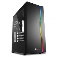 Sharkoon RGB SLIDER Black  ATX Case, with Side Panel of Tempered Glass, without PSU, Tool-free, Cable Management, Front Panel w/1xARGB LED Strip, Pre-Installed Fans: Rear 1x120mm, ARGB Controller, 2x3.5" / 5x2.5", 2xUSB3.0, 1xUSB2.0, 1xHeadphones, 1xMic,  thumbnav 1