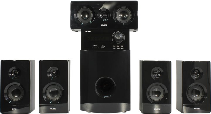 Колонки 5.1 SVEN HT-210 / 120W RMS / Bluetooth / FM-tune / USB Flash / SD card / Black photo 1 Колонки 5.1 SVEN HT-210 / 120W RMS / Bluetooth / FM-tune / USB Flash / SD card / Black photo 1