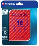 2.5” HDD Extern Verbatim ”Store 'n' Go” / USB3.0 / 1.0TB / Red thumbnav 4
