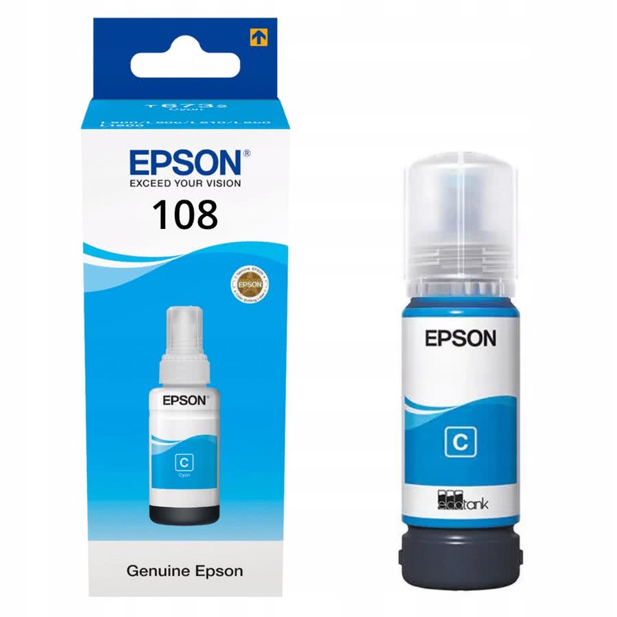 Epson 108 EcoTank Cyan ink bottle 70ml, 7200p. for EcoTank L8050 & L18050. photo 1 Epson 108 EcoTank Cyan ink bottle 70ml, 7200p. for EcoTank L8050 & L18050. photo 1