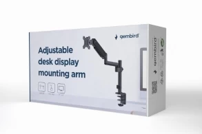 Arm for 1 monitor 17”-32” - Gembird MA-DA1P-01, Adjustable desk display mounting arm, Gas spring 2-9 kg, VESA 75/100, arm rotates, extends and retracts, tilts to change reading angles, and allows to rotate display from landscape-to-portrait mode thumbnav 3
