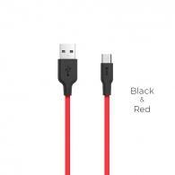 Кабель USB на USB-C HOCO  X21 Silicone / 1m / Silicone / up to 2A / Black/Red 