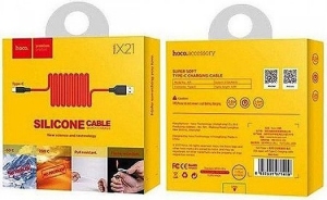 Cablu USB la USB-C HOCO  X21 Silicone / 1m / Silicone / up to 2A / Black/Red thumbnav 3
