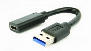 Adapter USB3.1-Type-C - Gembird  A-USB3-AMCF-01, USB 3.1 to Type-C female adapter cable, 10 cm, Black 