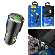 Автомобильное зарядное устройство USB HOCO ”NZ6”/ USB + 2xUSB-C, Total output: 45W / up to PD45W / QC3.0 / Black thumbnav 2