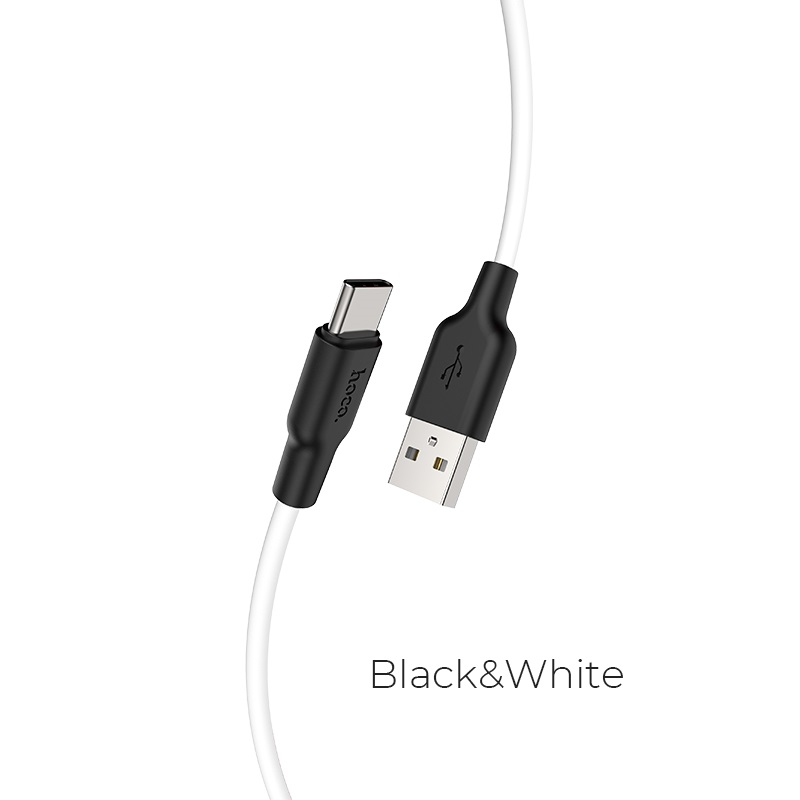 Cablu USB la USB-C HOCO  X21 Plus / 2m / Silicone / up to 2A / Black/White photo 1