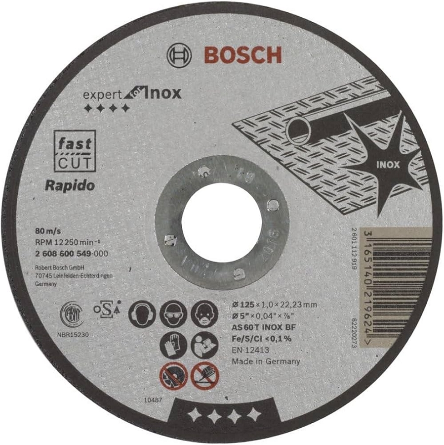 Disc de taiere Expert for Metal Bosch INOX 125x1, 2608600549 photo 1 Disc de taiere Expert for Metal Bosch INOX 125x1, 2608600549 photo 1