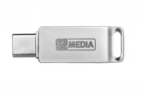 64GB USB2.0  MyMedia (by Verbatim) MyDual USB Drive Metal casing, USB A + USB-C, Strong metal housing with swivel, Reversible connector (Read 20 MByte/s, Write 12 MByte/s) 