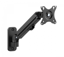 Monitor wall mount arm for 1 monitor up to 27”  Gembird MA-WA1-01, Adjustable wall display mounting arm (rotate, tilt, swivel),  VESA 75/100, up to 9 kg, black thumbnav 1