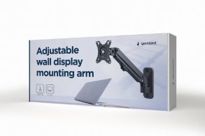 Monitor wall mount arm for 1 monitor up to 27”  Gembird MA-WA1-01, Adjustable wall display mounting arm (rotate, tilt, swivel),  VESA 75/100, up to 9 kg, black thumbnav 3