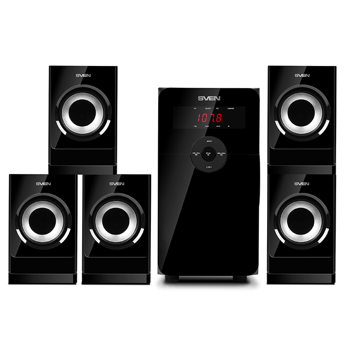 Колонки 5.1 SVEN HT-201/ 80W RMS / Bluetooth / FM-tune / USB Flash / SD card / Black photo 2