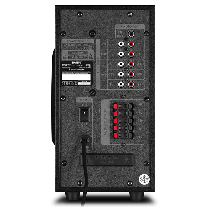 Колонки 5.1 SVEN HT-201/ 80W RMS / Bluetooth / FM-tune / USB Flash / SD card / Black photo 3