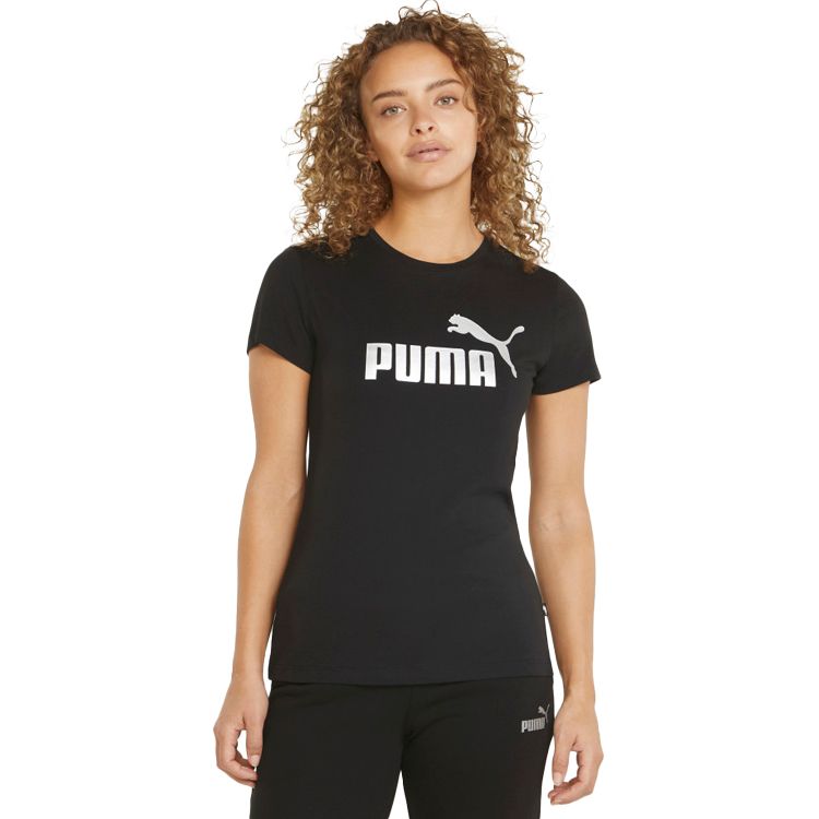 Tricou Puma ESS+ Metallic Logo Tee XXL Negru Femei photo 3