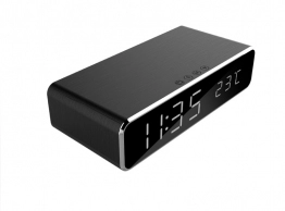 Gembird DAC-WPC-01 Digital alarm Clock with Wireless charging function, Black thumbnav 2