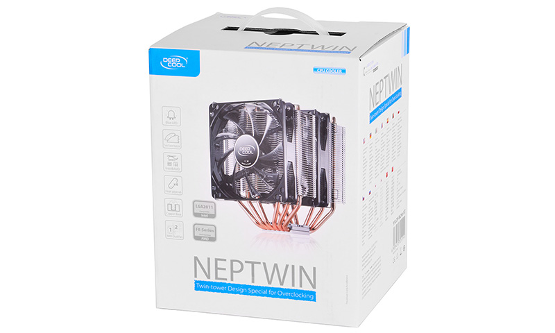DEEPCOOL Cooler "NEPTWIN V2", Blue LED, Socket 2011/LGA1200/1366/1155/775 & FM2/FM1/AM3+/AM3, 2x fans: 120х120х25mm, PWM; 900~1500rpm, 17.8~26dBA, 55.5CFM,4-pin PWM| 3-pin, Hydro Bearing photo 2