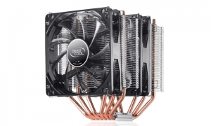DEEPCOOL Cooler "NEPTWIN V2", Blue LED, Socket 2011/LGA1200/1366/1155/775 & FM2/FM1/AM3+/AM3, 2x fans: 120х120х25mm, PWM; 900~1500rpm, 17.8~26dBA, 55.5CFM,4-pin PWM| 3-pin, Hydro Bearing thumbnav 1