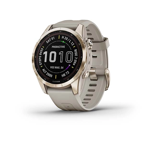 Garmin Fenix 7S Sapphire Solar Cream Gold Titanium with Light Sand Band photo 1