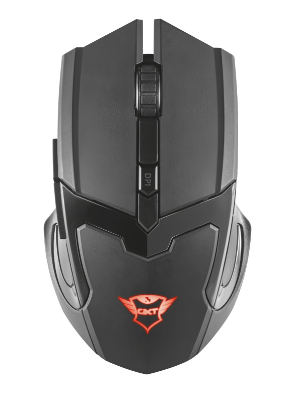 Trust Gaming Mouse GXT 103 Gav Wireless, Micro receiver, 1000-2000 dpi, RGB, Illuminated logo in continuously changing colours photo 1