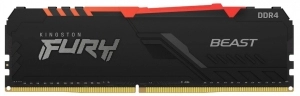 16GB DDR4-2666  Kingston FURY® Beast DDR4 RGB, PC21300, CL16, 2Rx8, 1.2V,  Auto-overclocking, Asymmetric BLACK low-profile heat spreader, Dynamic RGB effects featuring Kingston FURY Infrared Sync technology, Intel XMP Ready (Extreme Memory Profiles) 