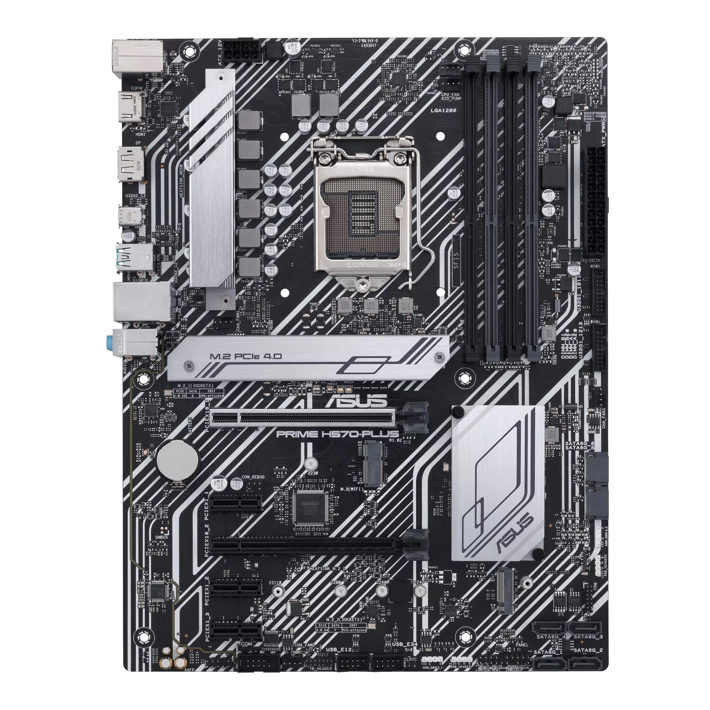 ASUS PRIME H570-PLUS, Socket 1200, Intel® H570 (11/10th Gen CPU), Dual 4xDDR4-4600, HDMI, DP, CPU Intel graphics, 2xPCIe X16 4.0, 6xSATA3, 3xPCIex1, RAID, 2xM.2 4.0, 1xM.2E-key, ALC887 7.1, 1GbE LAN, 1xUSB-C Gen2, 2xUSB3.2 Gen2, 4xUSB3.2, Aura Sync RGB, 5 photo 1