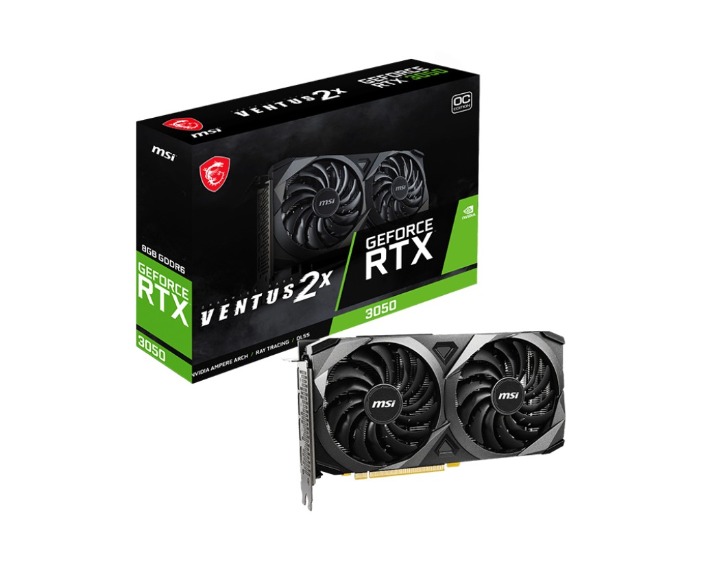 MSI GeForce RTX 3050 VENTUS 2X 8G / 8GB GDDR6 128Bit 1777/14000Mhz, Ampere, PCI-E Gen4, 1xHDMI, 3xDP, Dual Fan Thermal Design - Custom PCB, TORX Fan3.0/Zero Frozr/Core Pipe, Reinforced Backplate, Retail photo 1