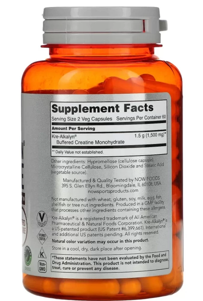 Creatin Now Sports Kre-Alkalyn(R) Creatine 750 mg  120 CAPS photo 3