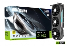 ZOTAC GeForce RTX™ 4080 Trinity OC 16GB GDDR6X, 256bit, 2520/22400Mhz, Ada Lovelace/DLSS3, PCIeX16 4.0, 1xHDMI, 3xDP, All-New Aerodynamic Design, Triple Fan / IceStorm 2.0, Active Fan Control/FREEZE Fan Stop/Dual Bios, SPECTRA 2.0 RGB Lightning, Metal Bac 