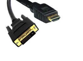 Cable HDMI-DVI - 2m - Brackton ”Professional” DHD-BKR-0200.BS, 2 m, DVI-D cable 24+1 to HDMI 19pin, m/m, triple-shielded, better pastic plug, dual-link, nylon sleeve black/silver, golden contacts, 2 ferrits, dust caps thumbnav 1