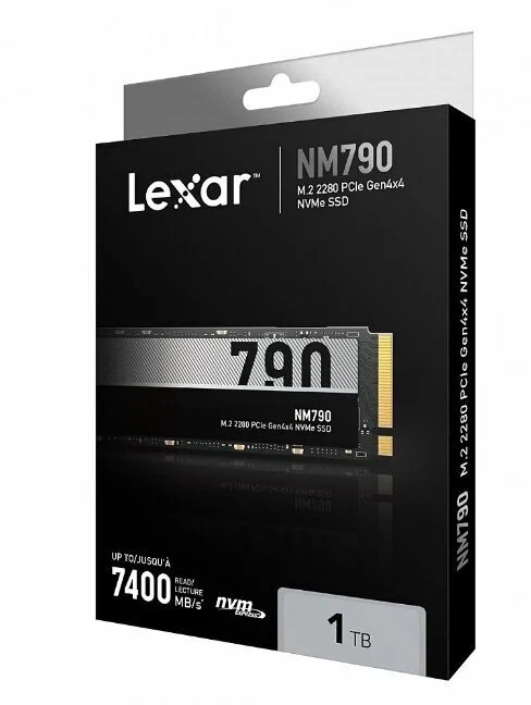 M.2 NVMe SSD 1.0TB Lexar NM790, Interface: PCIe4.0 x4 / NVMe2.0, M2 Type 2280 form factor, Sequential Reads/Writes 7400 MB/s/ 6500 MB/s, Random Read/Write 1000K IOPS/ 900K IOPS, LDPC, HMB 3.0 and SLC Cache technology, TBW: 1000TBW, MTBF: 1.5mln hours, Mic photo 3