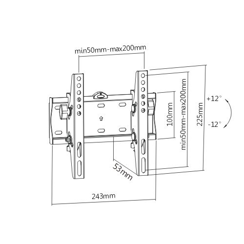 TV-Wall Mount for 23-42”- Gembird ”WM-42T-02”, Tilt, max. 30 kg, Distance TV to Wall: 53 mm, max. VESA 200 x 200, Black photo 2