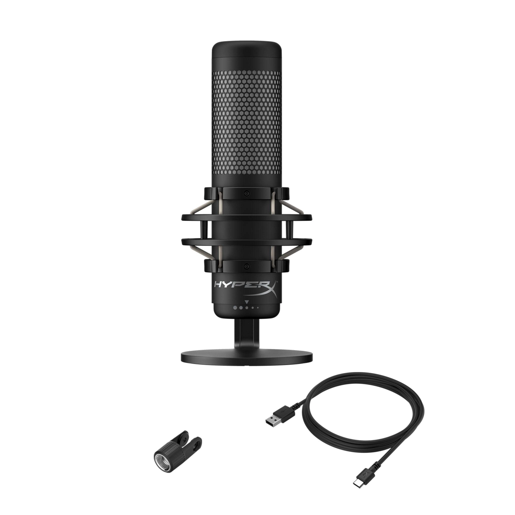 HyperX QuadCast S, RGB Microphone for the streaming, Anti-Vibration shock mount, Tap-to-Mute sensor with LED indicator, Four selectable polar patterns, Internal pop filter, Built-in headphone jack, Cable length: 3m, Black/Red, USB photo 2