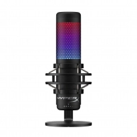 HyperX QuadCast S, RGB Microphone for the streaming, Anti-Vibration shock mount, Tap-to-Mute sensor with LED indicator, Four selectable polar patterns, Internal pop filter, Built-in headphone jack, Cable length: 3m, Black/Red, USB 
