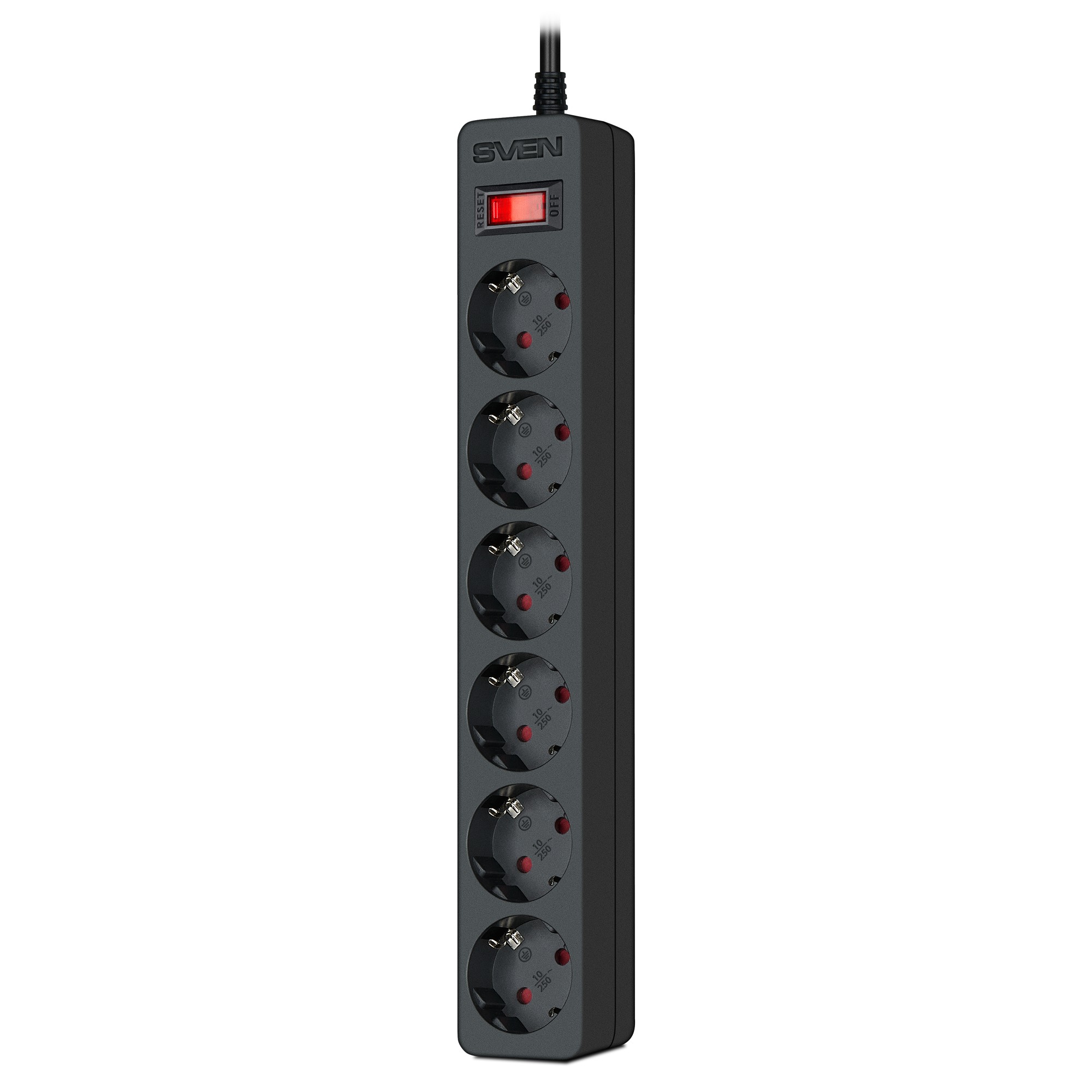 Фильтр сетевой SVEN SF-06E/ 6 Sockets/ 2300W/ 3.0m/ Black photo 1 Фильтр сетевой SVEN SF-06E/ 6 Sockets/ 2300W/ 3.0m/ Black photo 1