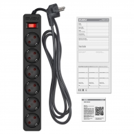 Фильтр сетевой SVEN SF-06E/ 6 Sockets/ 2300W/ 3.0m/ Black thumbnav 4