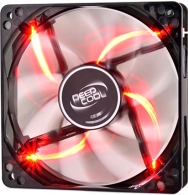 120mm Case Fan - DEEPCOOL "WIND BLADE 120 RED" Fan with 4 red LED, 120x120x25mm, 1300rpm, <26dBa, 65.16CFM, Hydro Bearing, Black thumbnav 1
