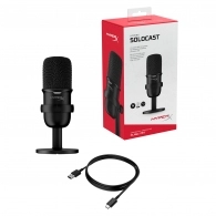 HyperX SoloCast, Black, Microphone for the streaming, Sampling rates: 48 / 44.1 /32 / 16 / 8 kHz, 20Hz-20kHz, Tap-to-Mute sensor with LED indicator, Flexible, Adjustable stand, Cardioid polar pattern, Boom arm and mic stand, Cable length: 2m, Black, USB thumbnav 2