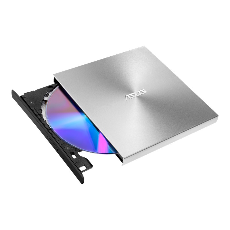 External DVDRW Drive ASUS ZenDrive U9M, Portable Ultra-Slim -13mm, Super-Multi DVDR+8x/-8x, RW+8x/-6x, DL+6x/-6x, M-DISC, Includes two cables for USB Type-C and Type-A, USB2.0 (USB-C/USB-A), Silver, Retail photo 1