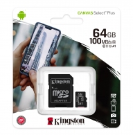Карта памяти microSD 64GB Kingston Canvas Select Plus, 100MB/s, + SD adapter thumbnav 1