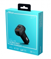 USB Car Charger - Trust Qmax 30W Ultra-Fast Dual USB Car Charger with QC3.0, Fast-charge with up to 12W power or ultra-fast charge with 18W power and QuickCharge 3.0, Total output power (max): A, W 30 thumbnav 5