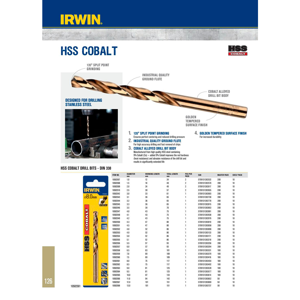 Burghiu Irwin 10502560 Burghiu cobalt 7.5mm photo 2
