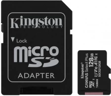 Card de memorie microSD 128GB Kingston Canvas Select Plus, 100MBps + SD adapter 