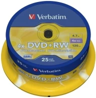 Verbatim DataLifePlus DVD+RW SERL4.7GB 4X MATT SILVER SURFAC - Spindle 25pcs. 