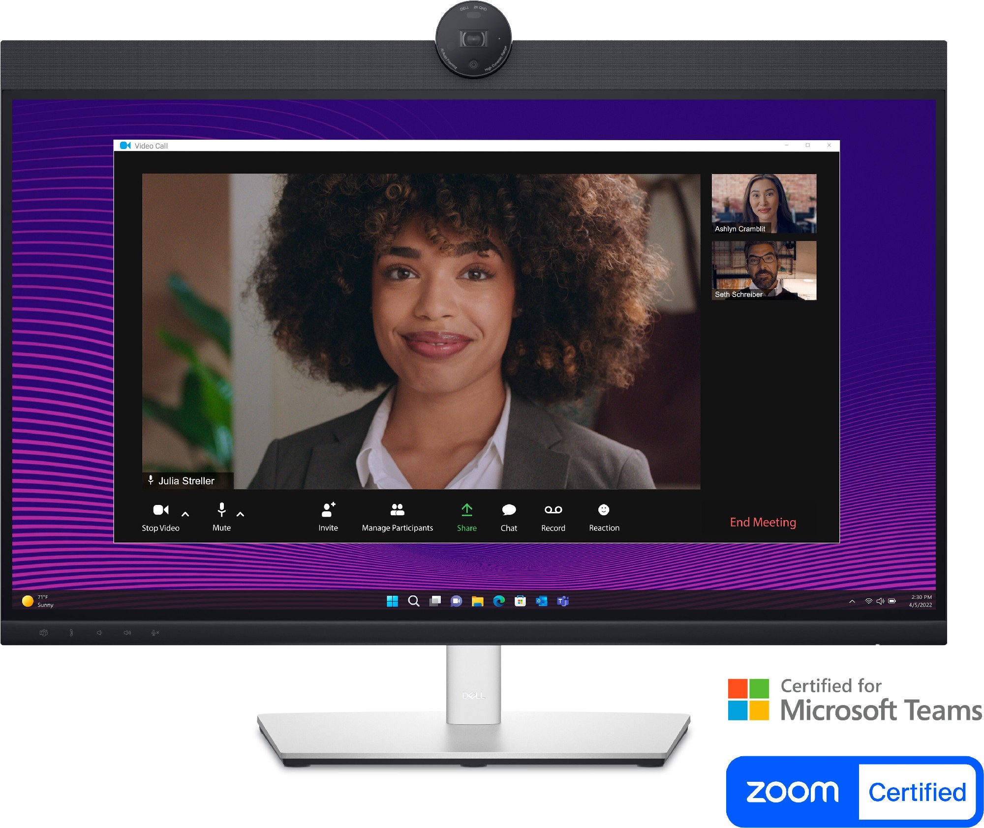 27.0” Монитор для видеоконференций DELL P2724DEB / 5ms / QHD / Black/Silver photo 1