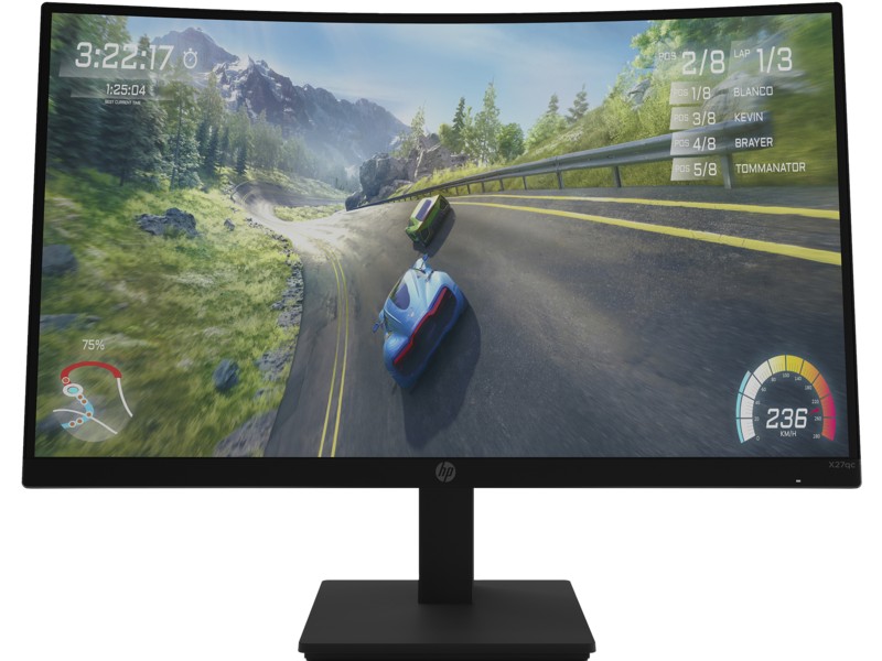 27.0 HP VA LED X27c Curved Gaming Black (1ms, 3000:1, 350cd, 1920x1080, 178°/178°, 165Hz Refresh Rate, HDMI, DisplayPort, Audio Line-out, Height Adjustment, VESA) photo 1