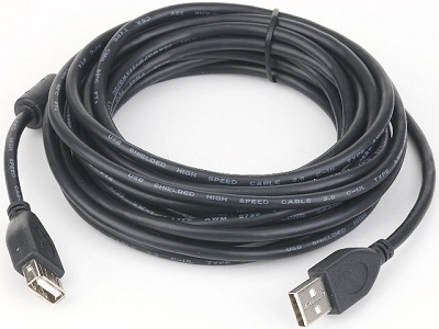 Cable Extension USB2.0 - 3m - Cablexpert CCF-USB2-AMAF-10, Premium quality, 3 m, USB2.0 A-plug A-socket, with Ferrite core, Black photo 1
