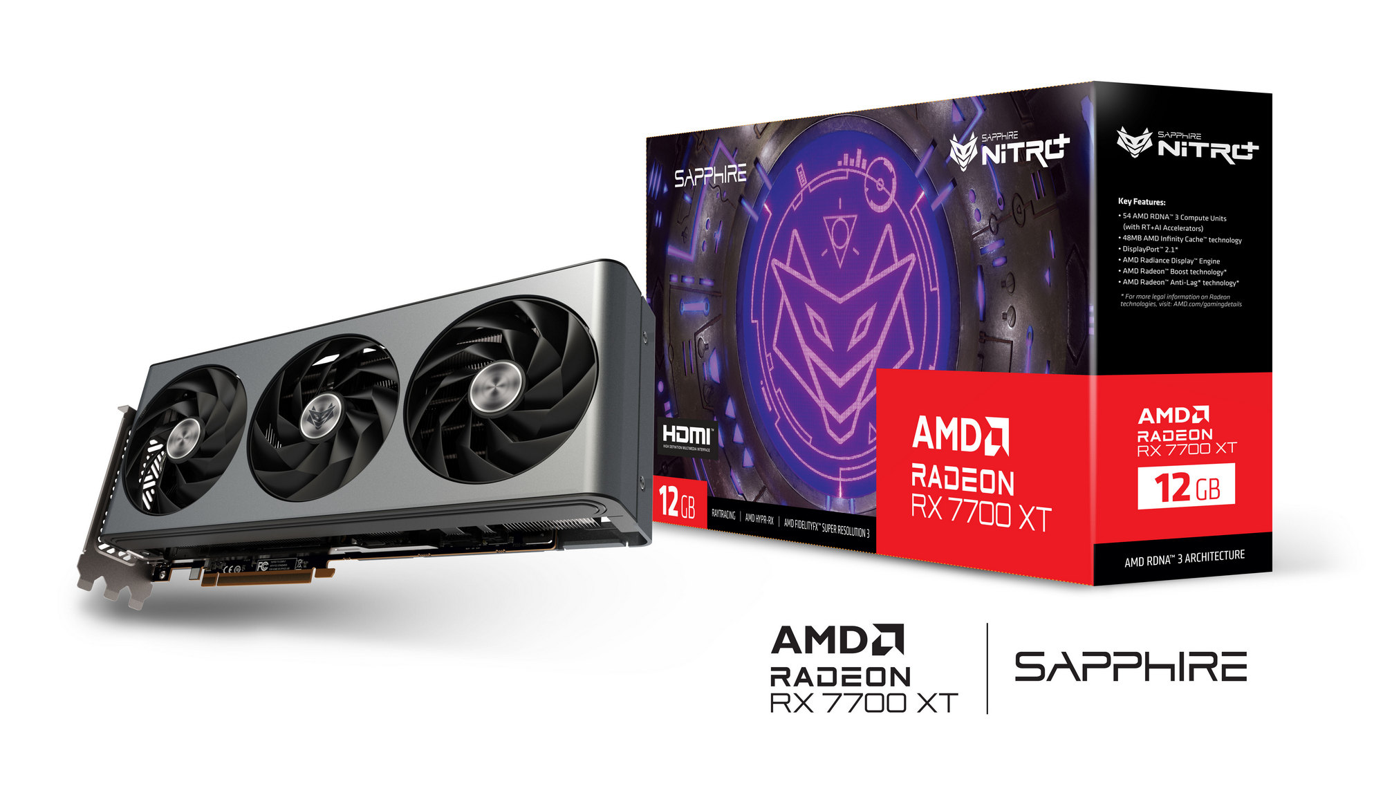 Placa video Sapphire NITRO+ Radeon RX 7700 XT / 12GB / GDDR6 / 192bit photo 1