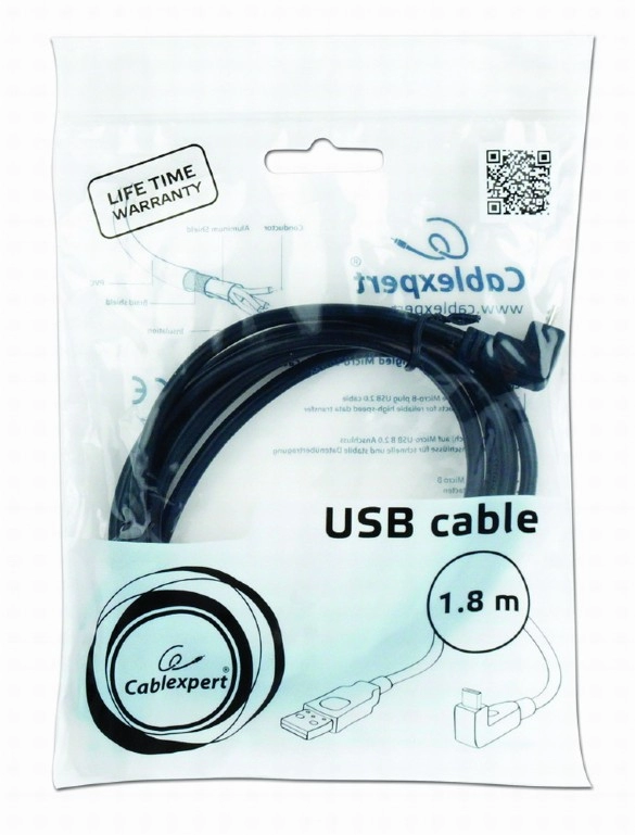 Cable Micro-USB, CCP-mUSB2-AMBM90-6, Angled Male A plug to male Micro-B plug USB 2.0 cable, 1.8 m photo 3
